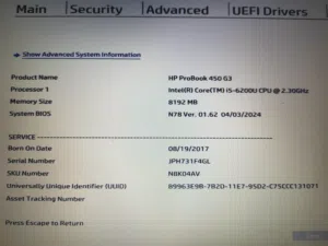 HP ProBook 640 G3 14 inch Intel Core i5 6th Generation 6200U CPU @2.5GHz. (Made In Japan)