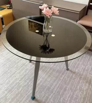 Modern Round Glass Dining / Coffee Table – Excellent Condition - KD 10