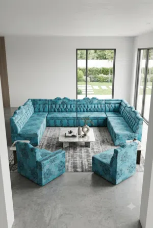(URGENT SALE)Blue Floral Pattern Sofa Set