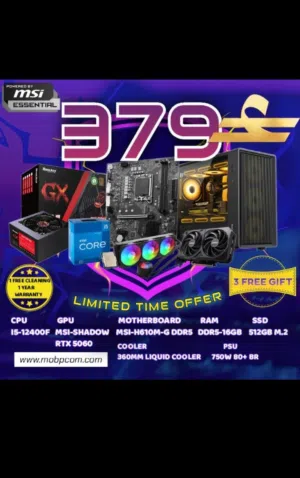 Gaming pc i5-12400f 16gb DDR5 512GB M.2 SSD RTX 5060