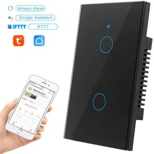 مفتاح اللمس الذكي (مستطيل - النظام الأمريكي): Tuya Smart Touch Switch 2 Gang US Standard 120x72