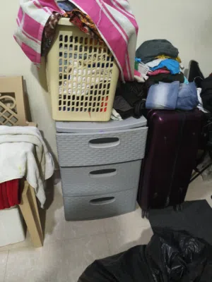 so I have two Bigg cloth basket other two fiber plastic drawers and one table for sell