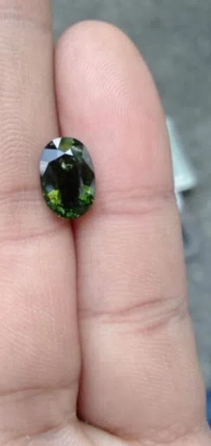 For sale Green tourmaline                Weight of 2.70 ct. Size 10.3*6.9*5.1 mm. Dark green