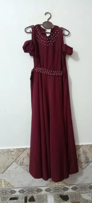 فستان جديد(خياطة) لون عنابي