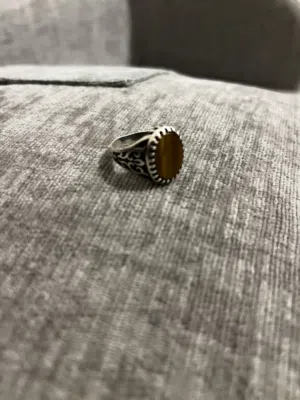 Tiger stone sterling silver ring mens