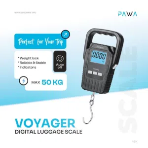 ميزان الحقائب شنط الأمتعة للسفر لوزن الأمتعة قياس الوزن حتى 50 كجم محمول رقمي من شركة PAWA