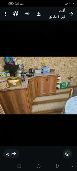 مطبخ المنيوم خشابي كامل وكالة مع رخامه