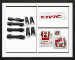Honda civic 2016-2021 accessories Carbon fiber handle covers Front and back Emblem Civic logo