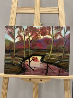 Autumn Reverie – Original Acrylic Landscape Painting حلم الخريف - لوحة بالألوان الاكريليك اصلية