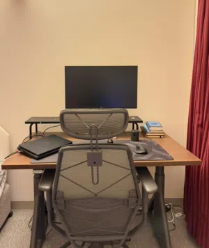 office adjustable desk + chair