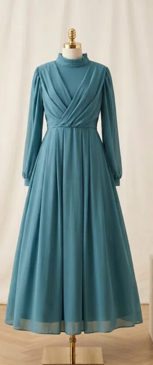 فستان سهرة لون أزرق فيروزي - قياس 50 (3XL)