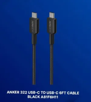 سلك بطول 1.8 متر من شركة انكير  ANKER 322 USB-C TO USB-C 6FT
