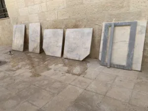 رخام جرانيت خزانات مطبخ سماكة 3 سم نوع روزا مستعمل بحالة ممتازه