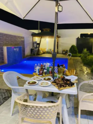 استراحة للبيع ف باعيش حوازة الورد  تشطيب2023 متوفر فيها فاسكية وبير