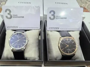 CITIZEN Stiletto Watch with leather strap AR3073-06E (G872), New, 2 pieces. عدد 2 ساعات سيتزن جدد..