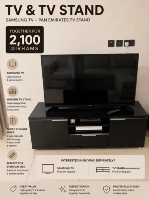 Pan Emirates Tv stand + Samsung TV