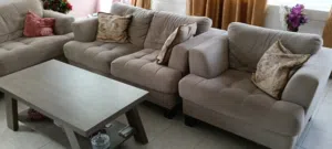 Comfortable 3 Piece Fabric Sofa Set with Coffee Table
