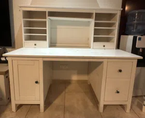 IKEA Wooden Study Desk with Hutch – White – Good Condition