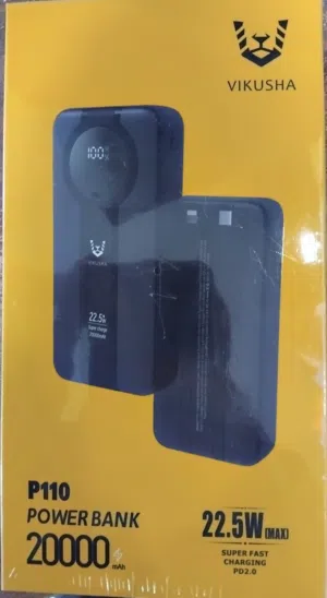 باور بانك اصلي بطاريه 20000 ملي امبير VIKUSHA P110 20000MAH BATTERY 22.5W MAX SUPER FAST POWER BANK