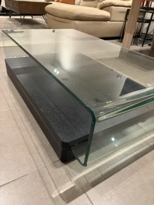 Modern Bent Glass Coffee Table Black  Wood