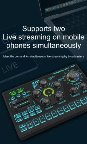 SX91 48V Audio Mixer with Voice changer,Podcast Mixer,Sound Card مكسر صوت احترافي مكفول