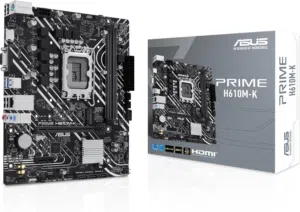 ASUS PRIME H610M-K Intel H610 LGA1700 DDR5 5600 HDMI VGA M2 USB3.2 matX RAM support up to 96GB, حماي