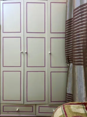 Wood Cupboard Three Doors White Color