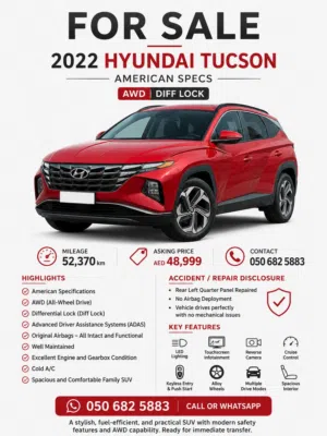 Stylish Hyundai Tucson SEL version 2022 model full option with immaculate condition for sale
