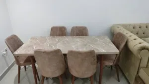 Six chairs extendable food table