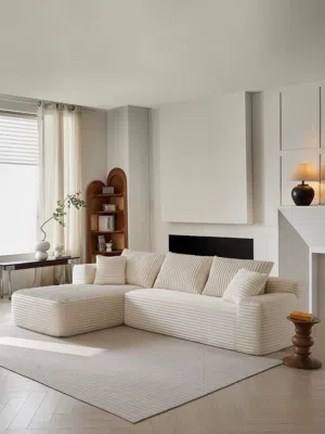 corduroy L-shaped modular sectional sofa