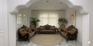 طقم كنب 9 مقاعد حفر زان شبه جديد للبيع