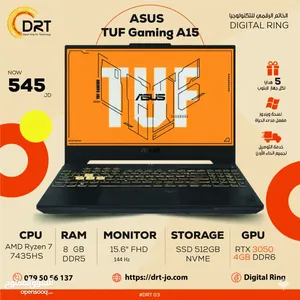 Asus AMD Ryzen 5 Gaming  Rtx 3050 laptop اسوس لابتوب