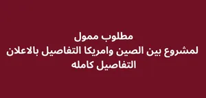 مطلوب شريك ممول لمشروع تجاري بين الصين وامريكا والمردود جدا جدا عالي