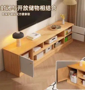 خزانة تلفزيون خشبية عصرية – لمسة رمضان الراقية متوفر اللون الابيض فقط 5 قطع