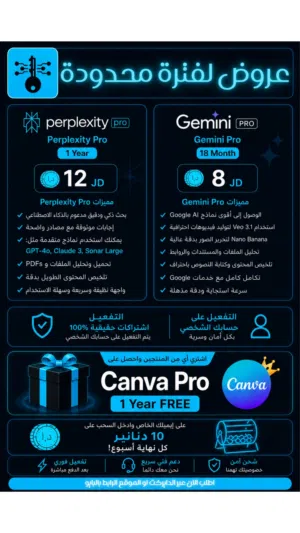 عنا اشتراكات جيميناي ، شاهد ، تتفلكس كانفا ، جروك ، كلاود ، لافوبيل ، واي اشتراك ببالك