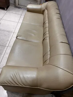 Beige Colour Leather Sofa ( 2 pcs ) 3 seater + 2 seater