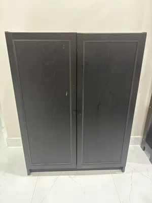 Wooden brown cupboard good condition also set of 3 side tables