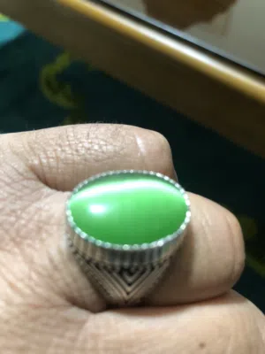 خاتم فضه 925 حجر تايجر ايز "عين النمر " لون اخضر نوادر للبيع بسعر مناسب.