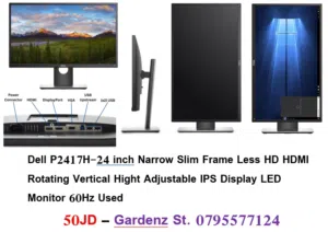 Dell 24 inch Narrow Slim Frame Less HD HDMI Rotating Vertical Hight Adjustable IPS Display LE