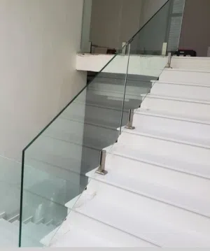 Glass stair railing Stainless steel stair Glass handrail Balcony glass work Steel fabrication