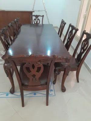 Elegant Solid Wood 8-Seater Dining Table Set – Excellent Condition