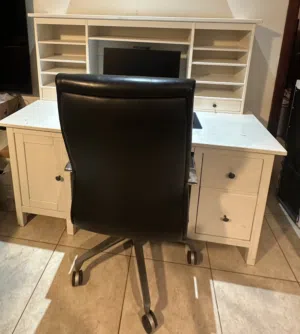 Office Desk IKEA and Chair Leather