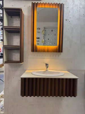 Meuble salle de bain en pvc et céramique italienne 3 pièces meuble et vasque 63x40 Miroir avec éclai