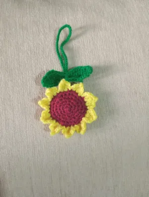 Crochet sunflower bag charm