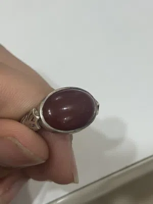 خاتم فضه عقيق احمر