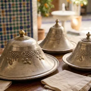 أواني تقديم (نحاس مطلي فضة) تراثية