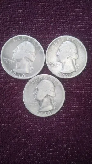 3عملات ربع دولار إمريكي فضه ،،،أخطاء الصك النادره