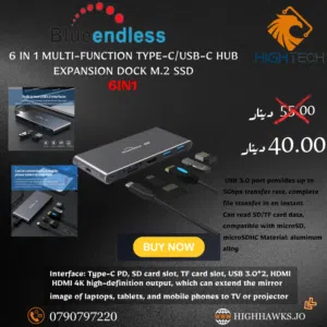 Blueendless 6iN1 Multi-Function M.2 SATA SSD Enclosure Hub .