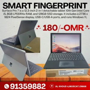 Surface Pro 7 is a 12.3-inch 2-in-1 detachable tablet 10th Gen Core i5, 8GB LPDDR4x RAM,128GB SSD