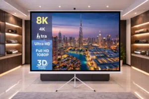 Projector Screens with Tripod Stand & Wall-Mounted – All Sizes Available  Call / WhatsApp